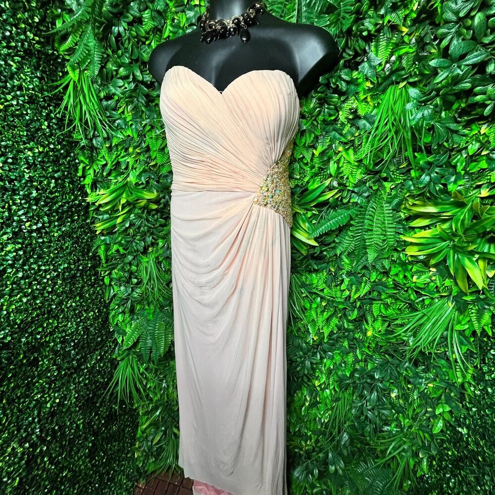 ROYAL‎ QUEEN Dress WOMEN 16 Dusty Pink Strapless Beaded Accent Gown 1574
